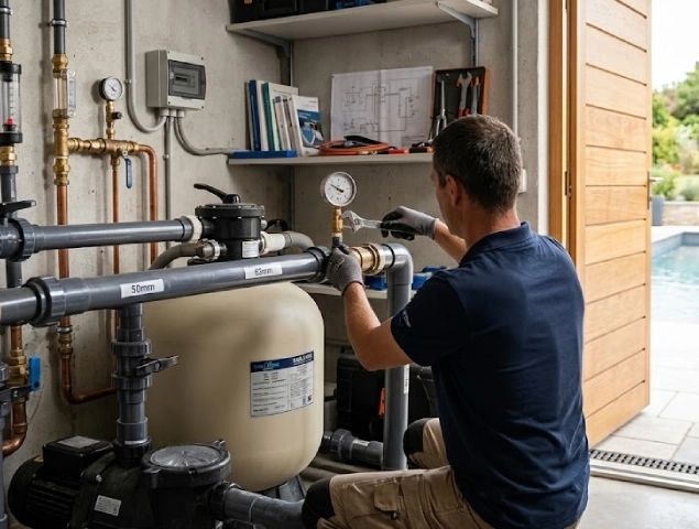 Expertise technique en plomberie, filtration et pompe à chaleur de piscine en Nord-Isère