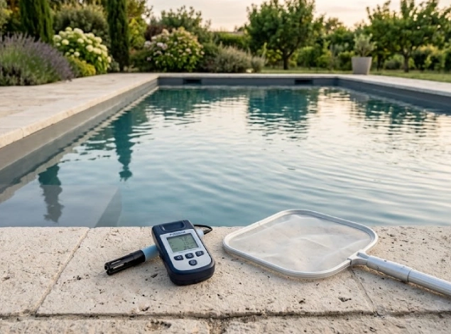 Entretien quotidien et contrôle de l'eau pour préserver le revêtement d'une piscine