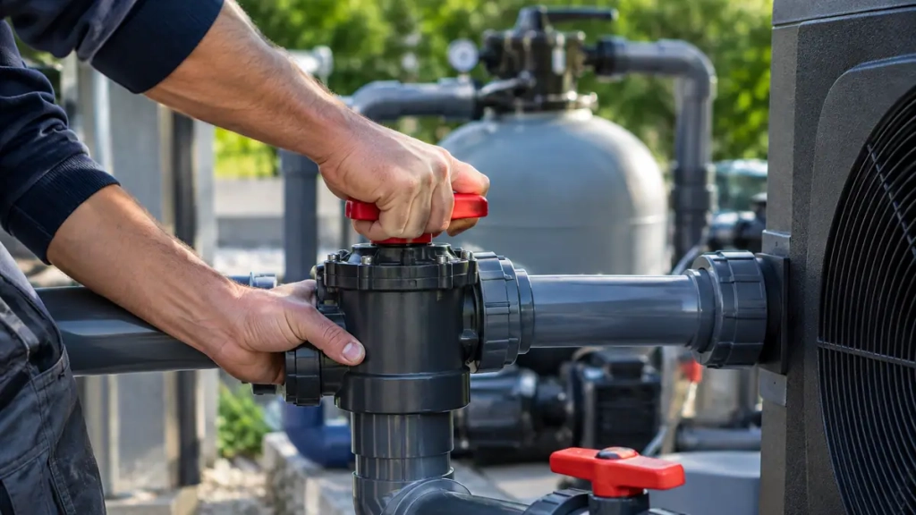 Raccordement hydraulique en dérivation d’une pompe à chaleur sur la filtration d’une piscine