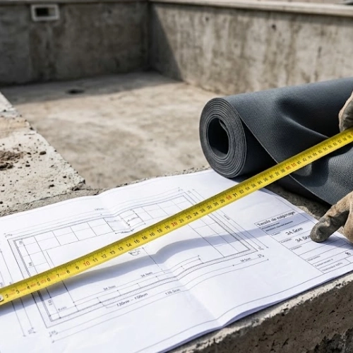 Relevé de cotes technique et calpinage pour pose de liner et membrane de piscine en Nord-Isère